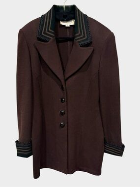 St. John Collection by Marie Gray chocolate brown knit blazer jacket Size 8